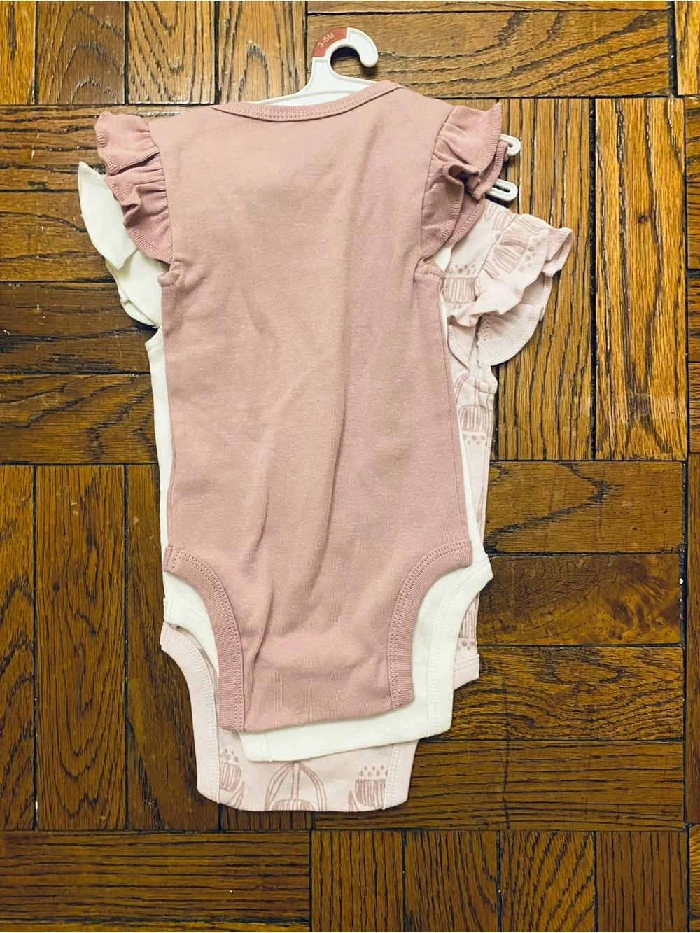 cloud island Pink Floral Print Ruffle Sleeve One-Piece (3-Pack)